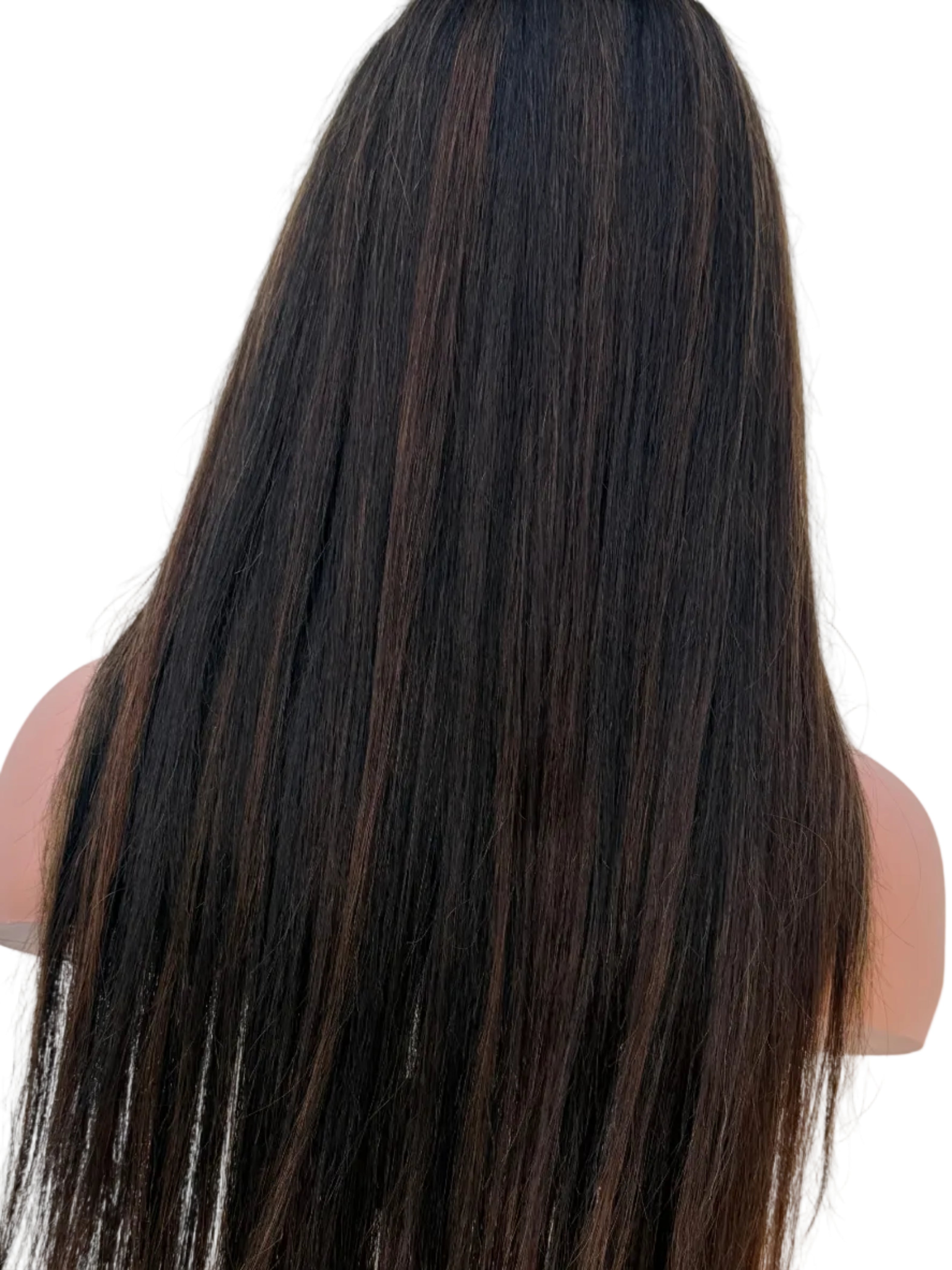 26" Highlighted Straight Human Hair Lace Front Wig