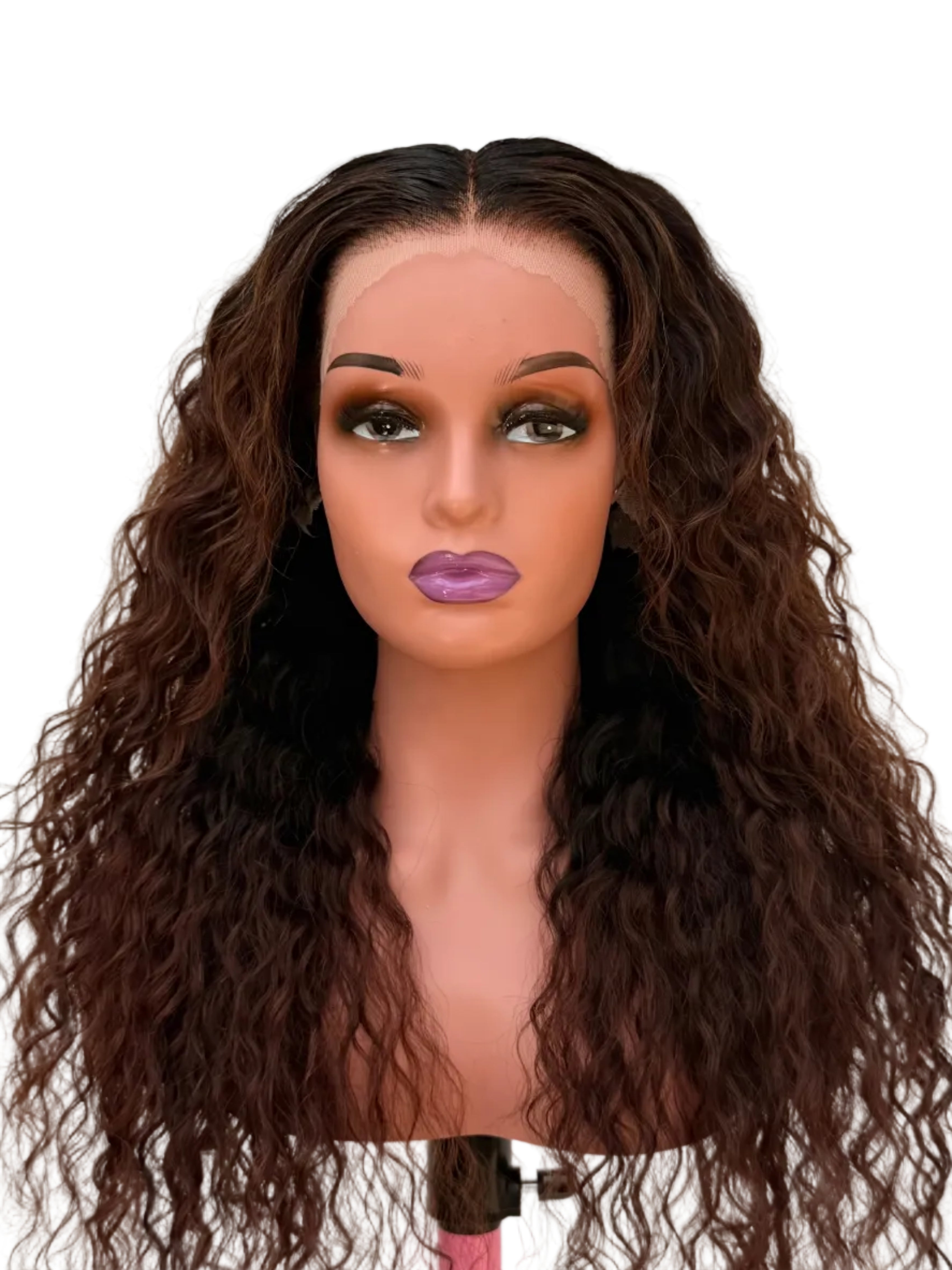 26" Highlighted Deep Wave Human Hair Lace Front Wig