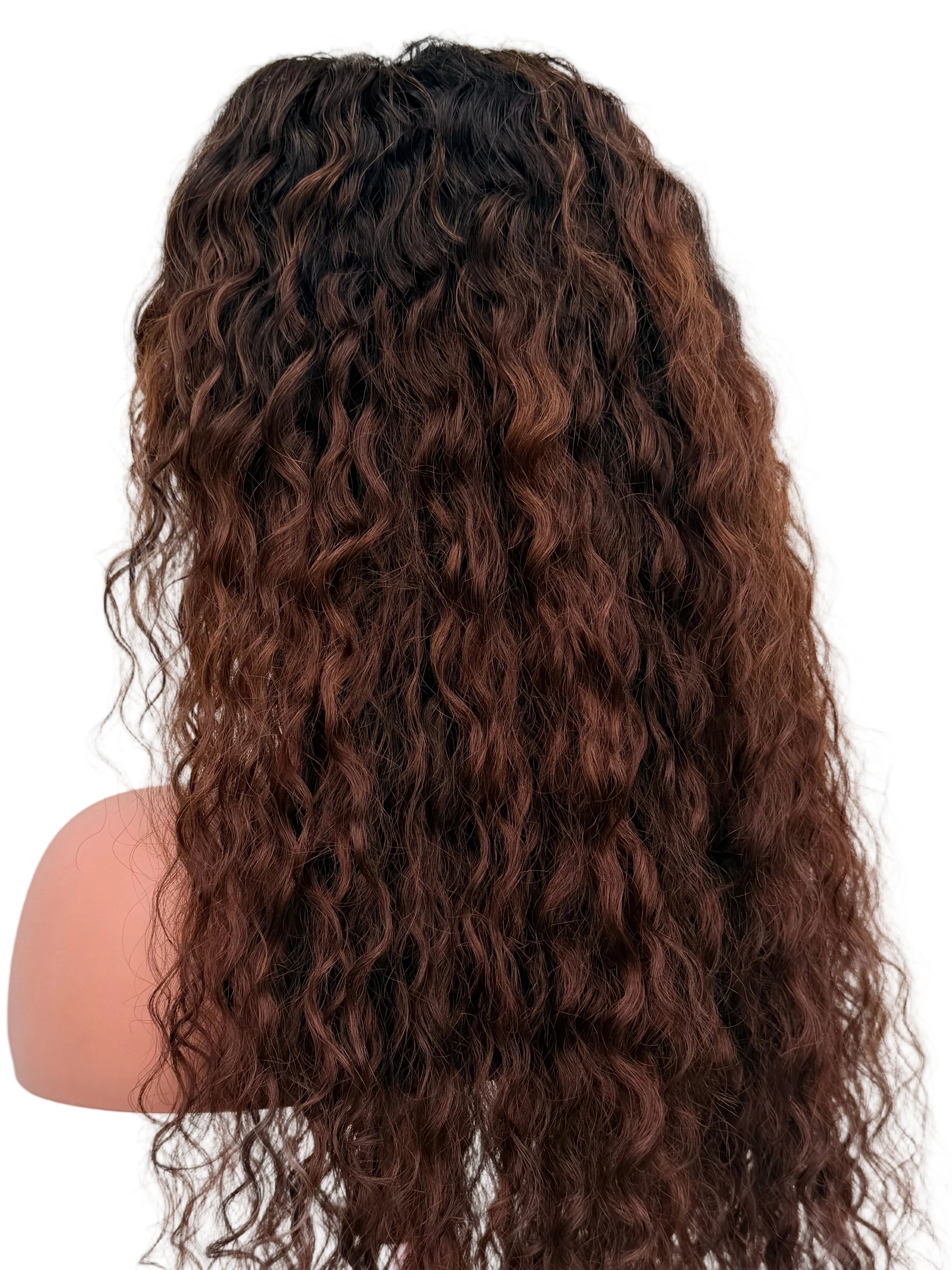 26" Highlighted Deep Wave Human Hair Lace Front Wig