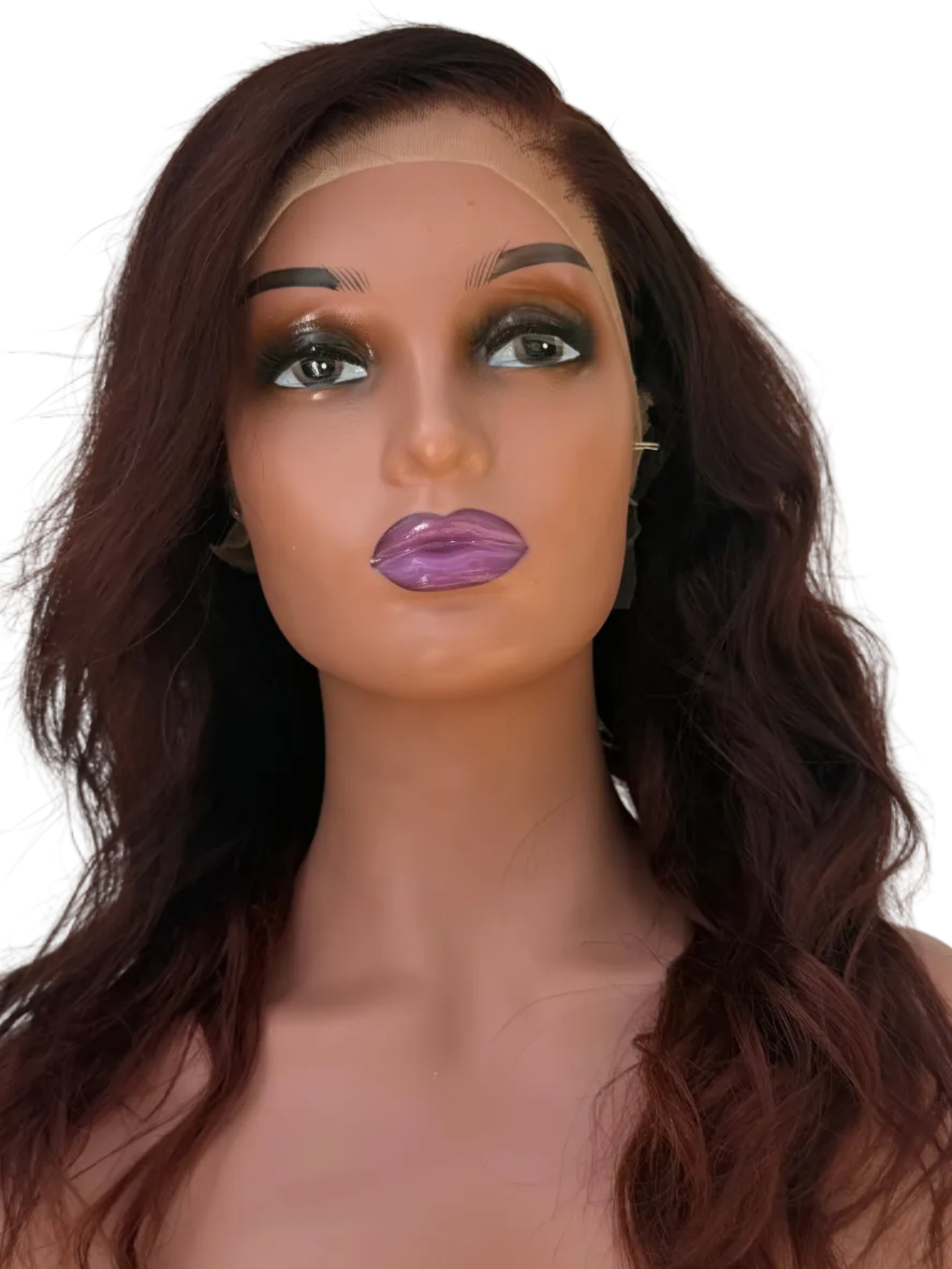 18" Burgundy Body Wave Human Hair Lace Front Wig