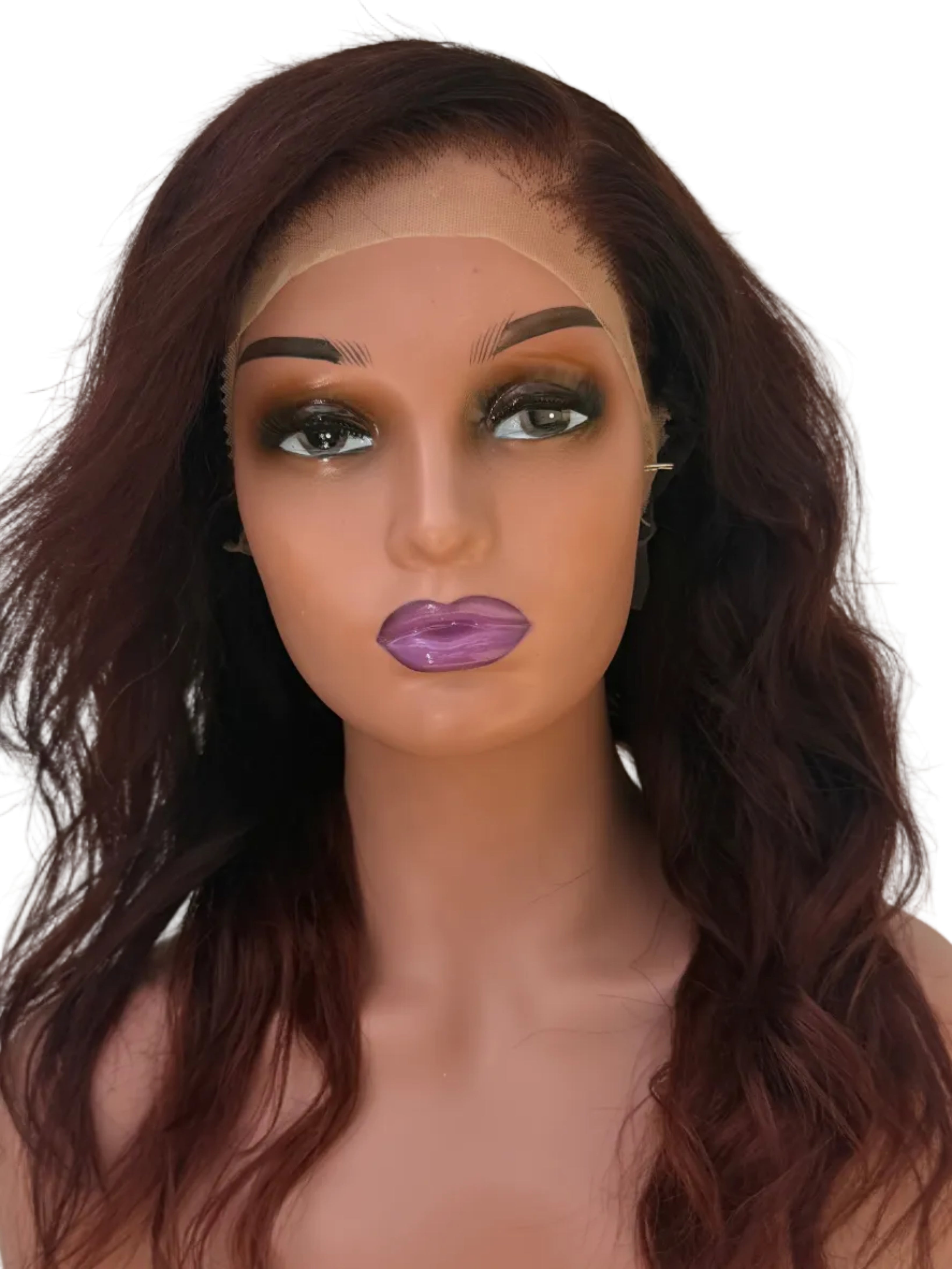 18" Burgundy Body Wave Human Hair Lace Front Wig